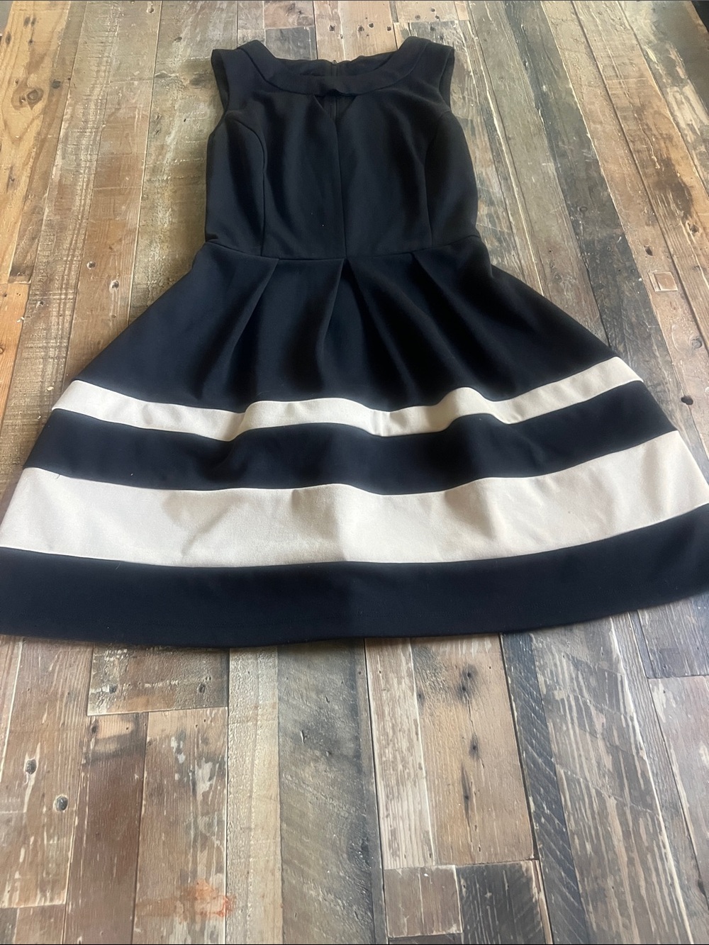Iz Byer Black Dress with White Striped Hem